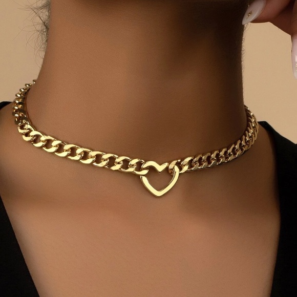 Stainless Steel Heart Chunky Chain Necklace - Picture 4 of 6